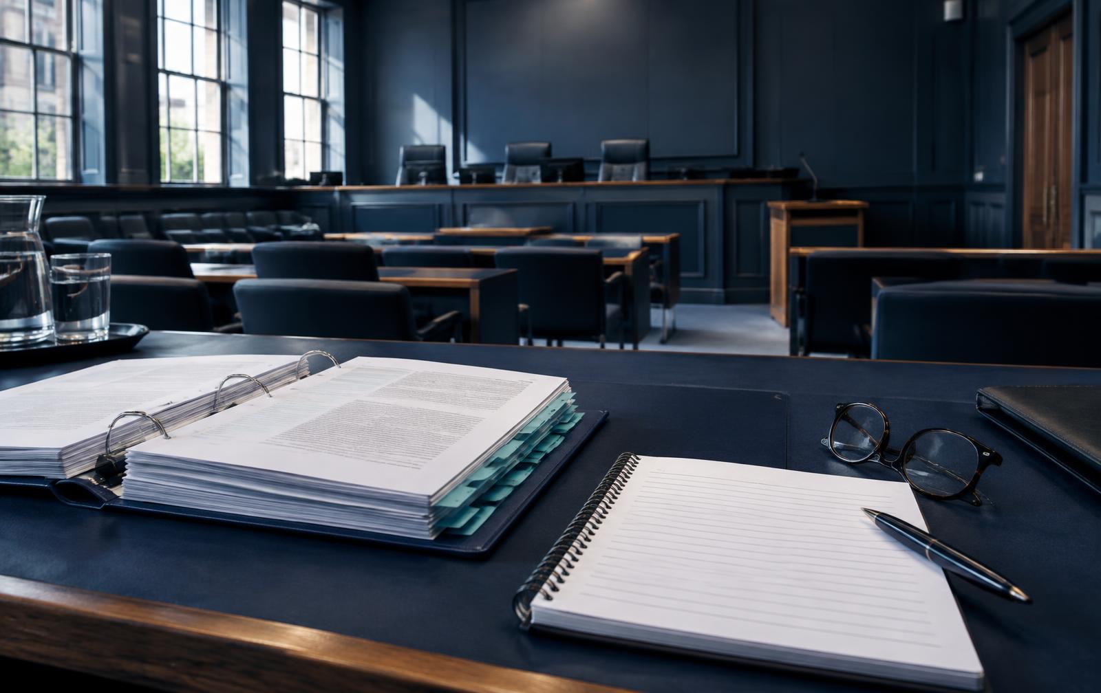 Indexed hearing bundle and advocate's notebook prepared in a costs courtroom
