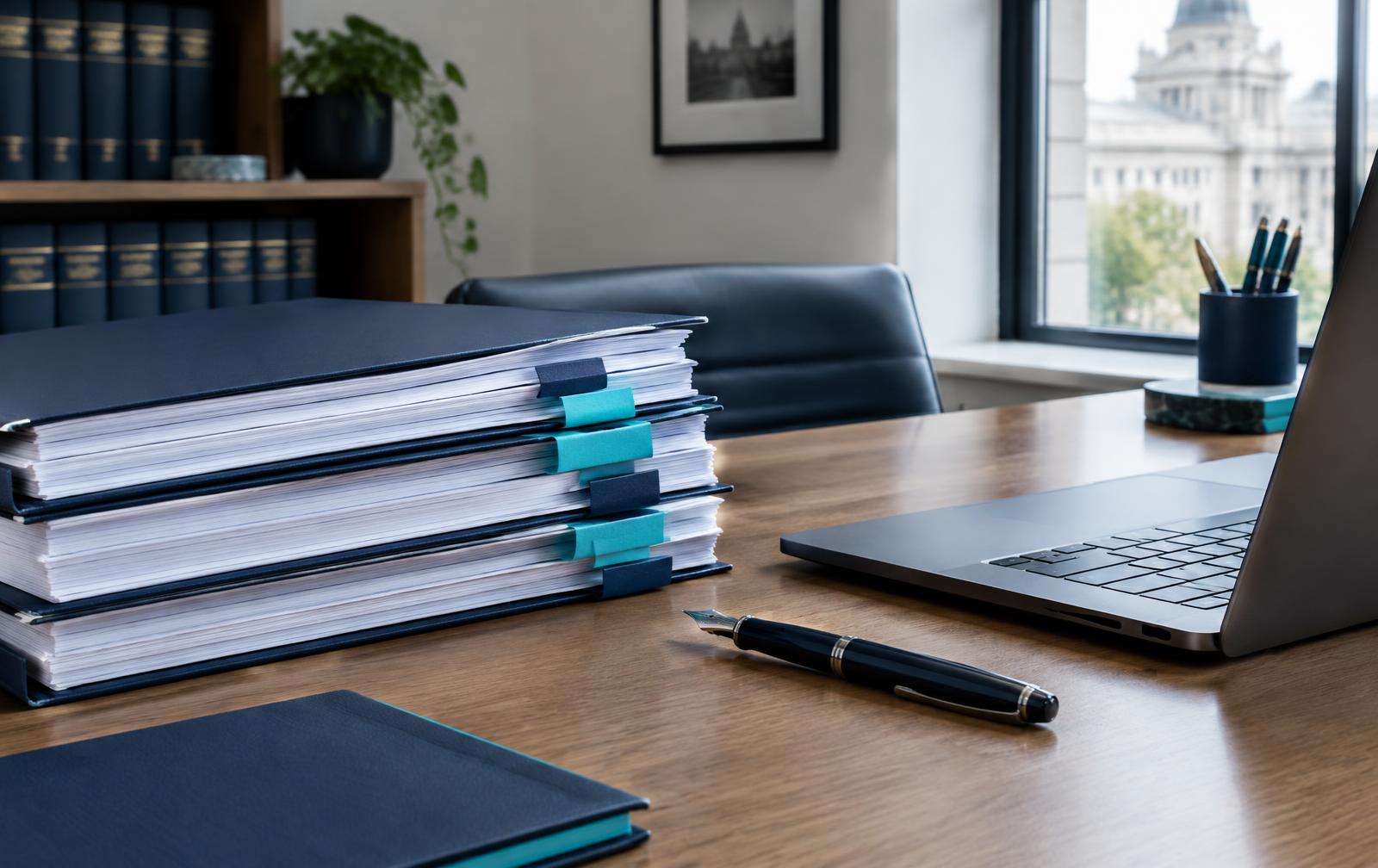 Indexed litigation files prepared for drafting a detailed Bill of Costs